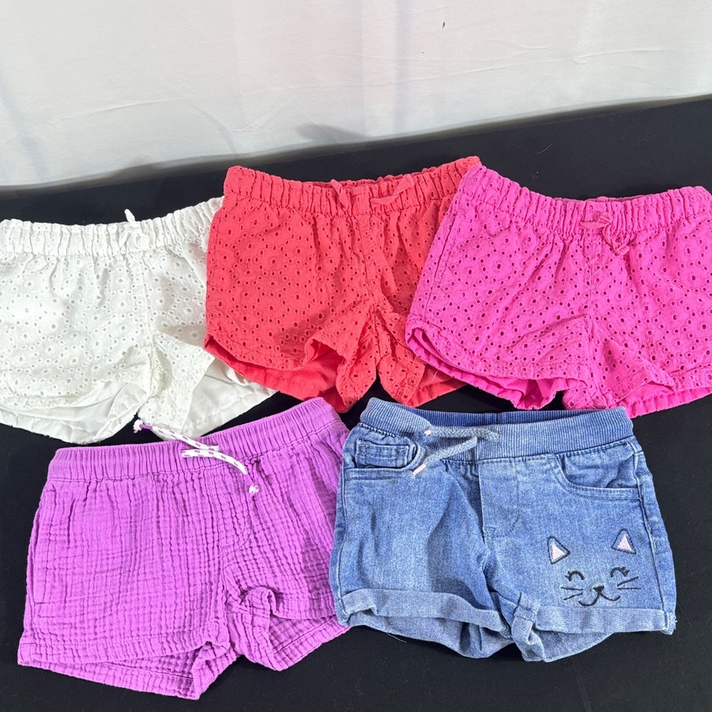 Cat & Jack Girls Shorts 5-Pack in White, Coral, Hot Pink, Lavender & Denim